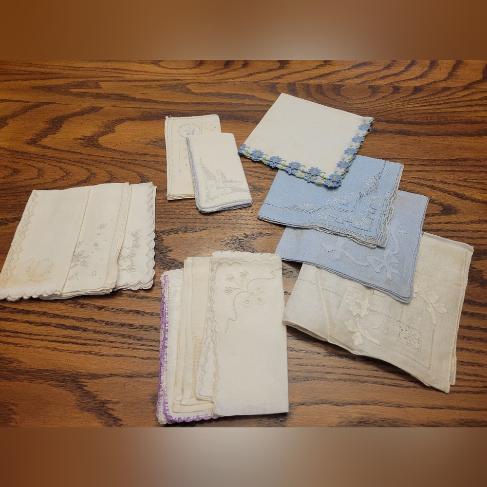 Lot of 12 Vintage Ladies Hankies Variety